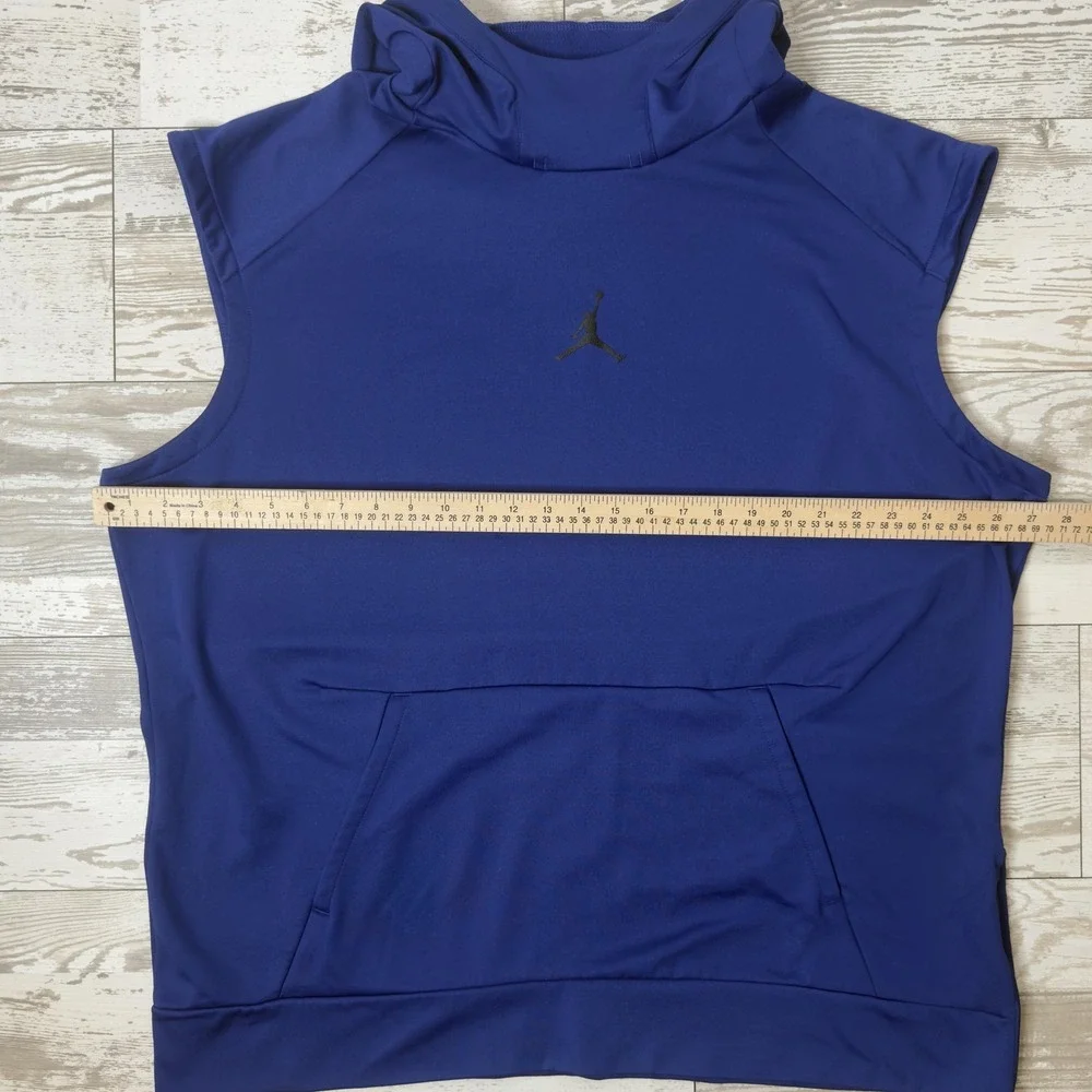 Jordan Hoodie Mens 3XL Blue Sleeveless Pullover Fleece Jumpman Kangaroo Pocket
